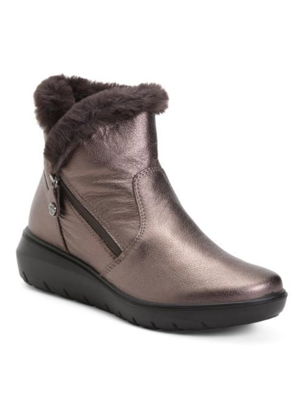 BIORELAX Made In Italy Leather Booties With Zip And Warm Lining